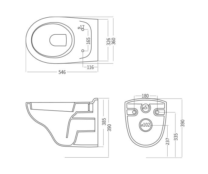 שרטוט של Lotem 55 Wall Hung WC 55 לוטם