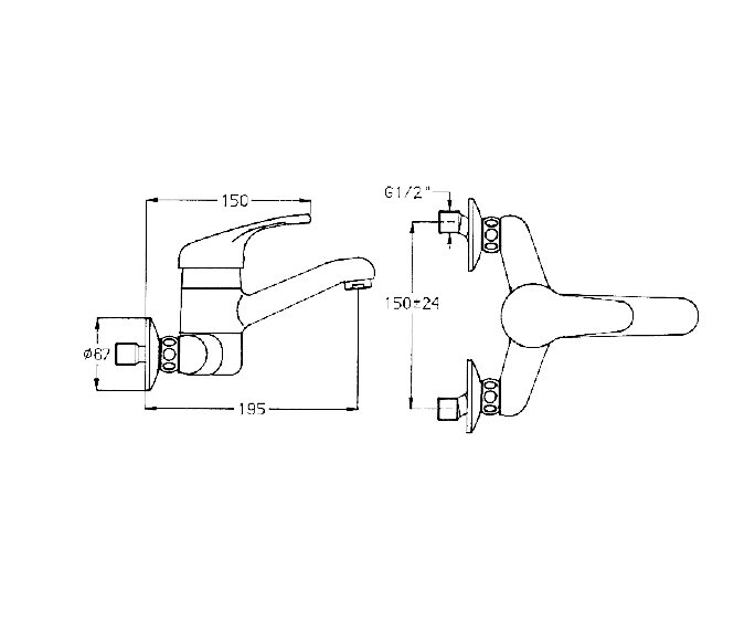 שרטוט של ברז מהקיר אוורסט Everest 302814
