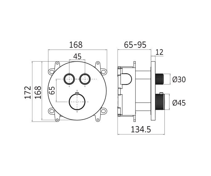 שרטוט של מערכת קיר תרמוסטטית 801888 F15S
