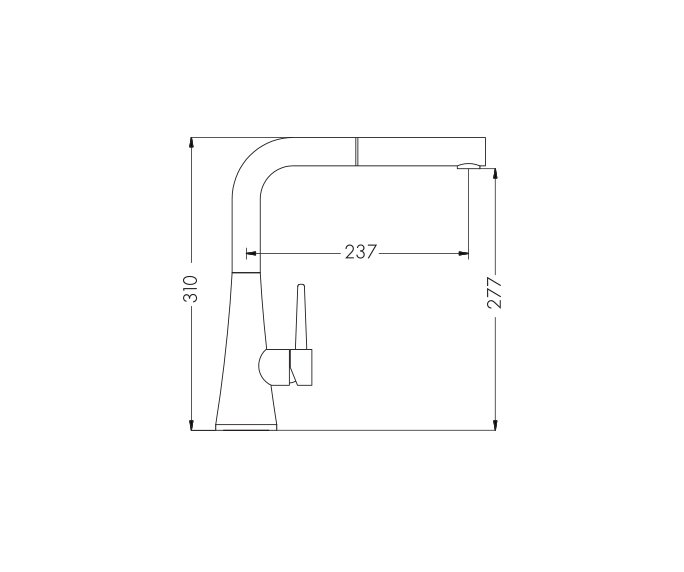 שרטוט של ברז מטבח דגם Coni 304665