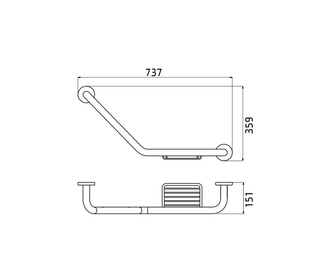 שרטוט של ידית אחיזה זויתית Contour 801848
