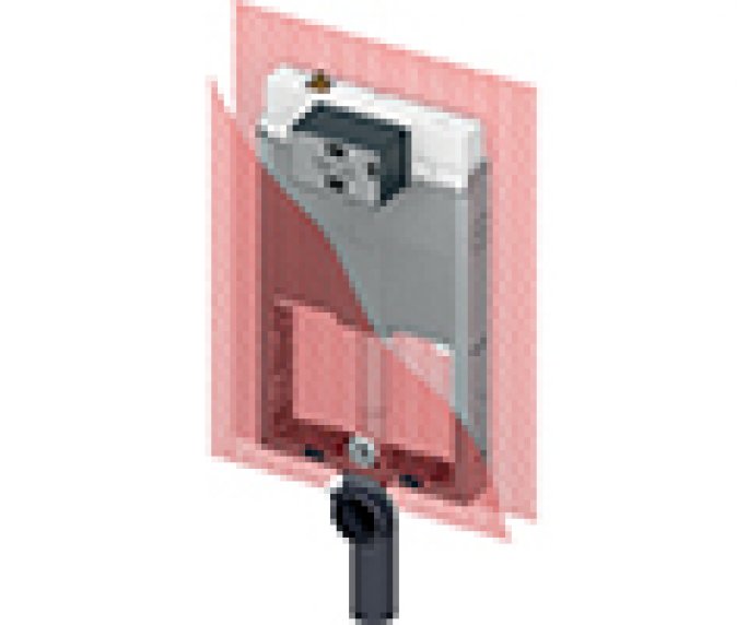 שרטוט של מיכל הדחה לקירות בלוקים TECEbox Octa2 9370501