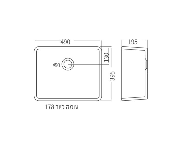 שרטוט של גלדור 50/40 Single sink
